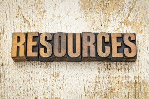 resources word in wood type